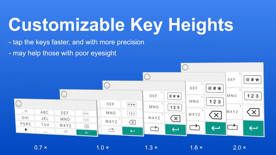 Adjustable key heights. Adjustable key heights.