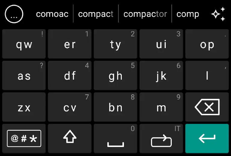 Compact Qwerty Screenshot of Tappy Keyboard's Compact Qwerty layout.