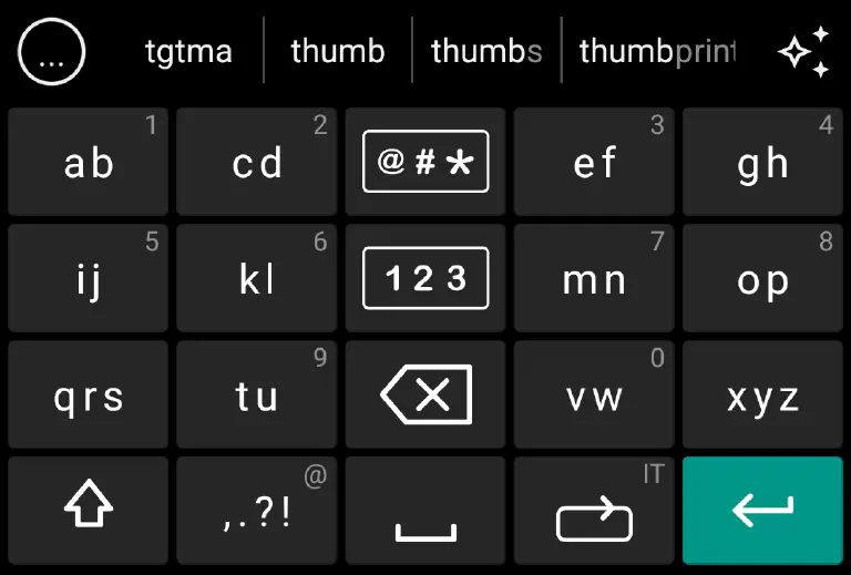 T13-TE Screenshot of Tappy Keyboard's T13-TE layout.
